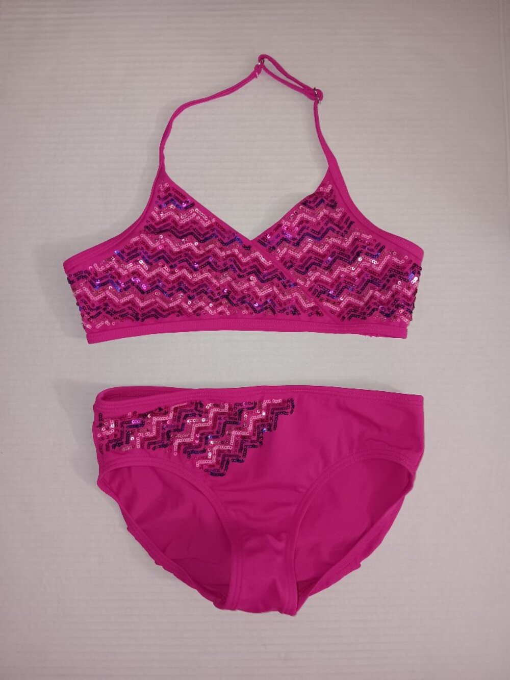LANDS' END KIDS 10" 2 PIECE SEQUIN BIKINI SWIM SET